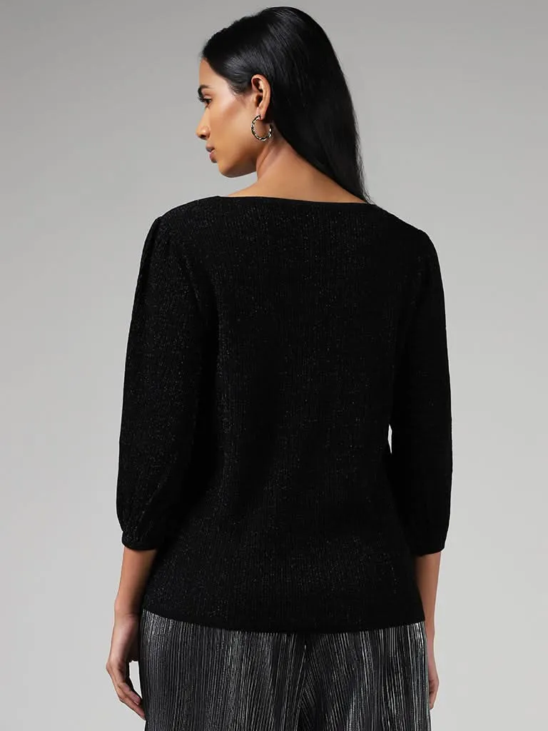 LOV Black Sequined Sweater