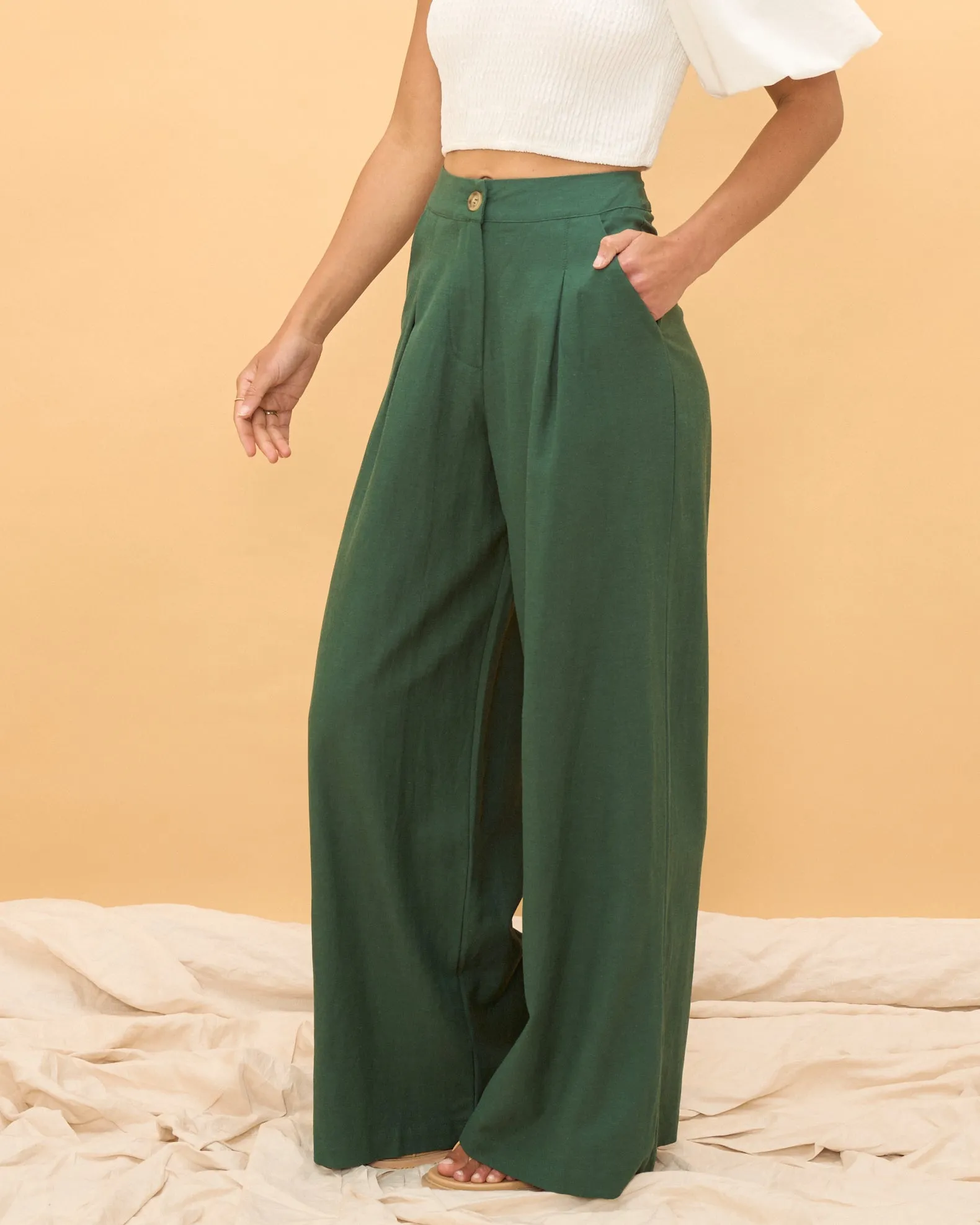 Maggie Forest Green Wide Leg Pants