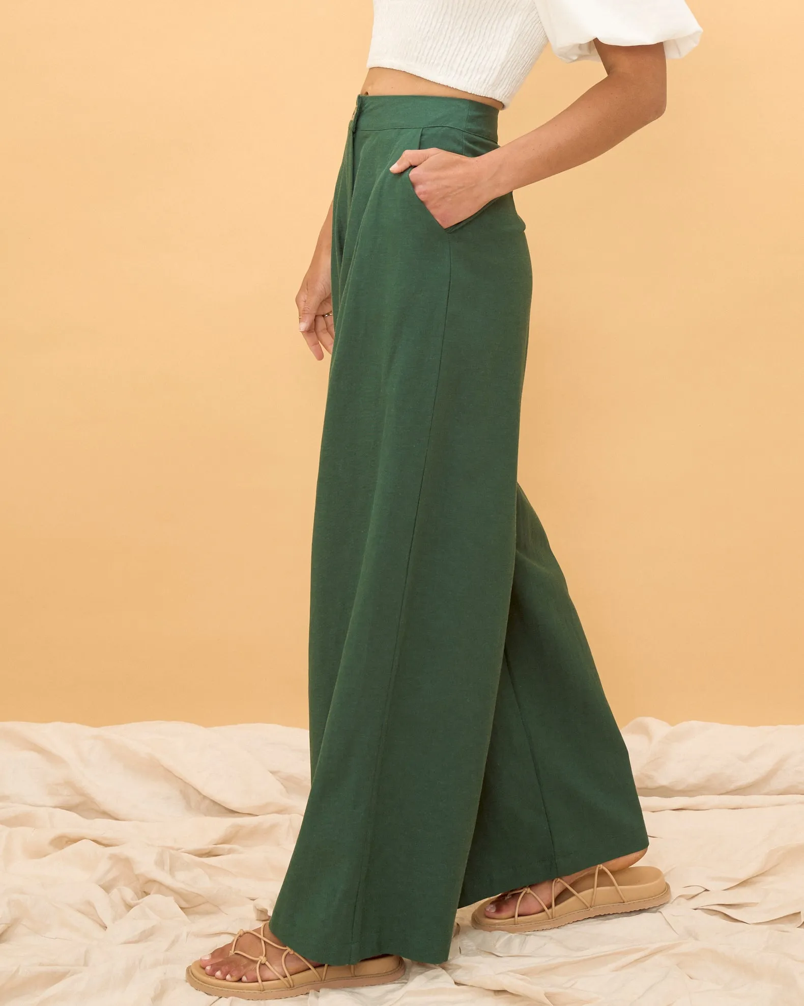 Maggie Forest Green Wide Leg Pants