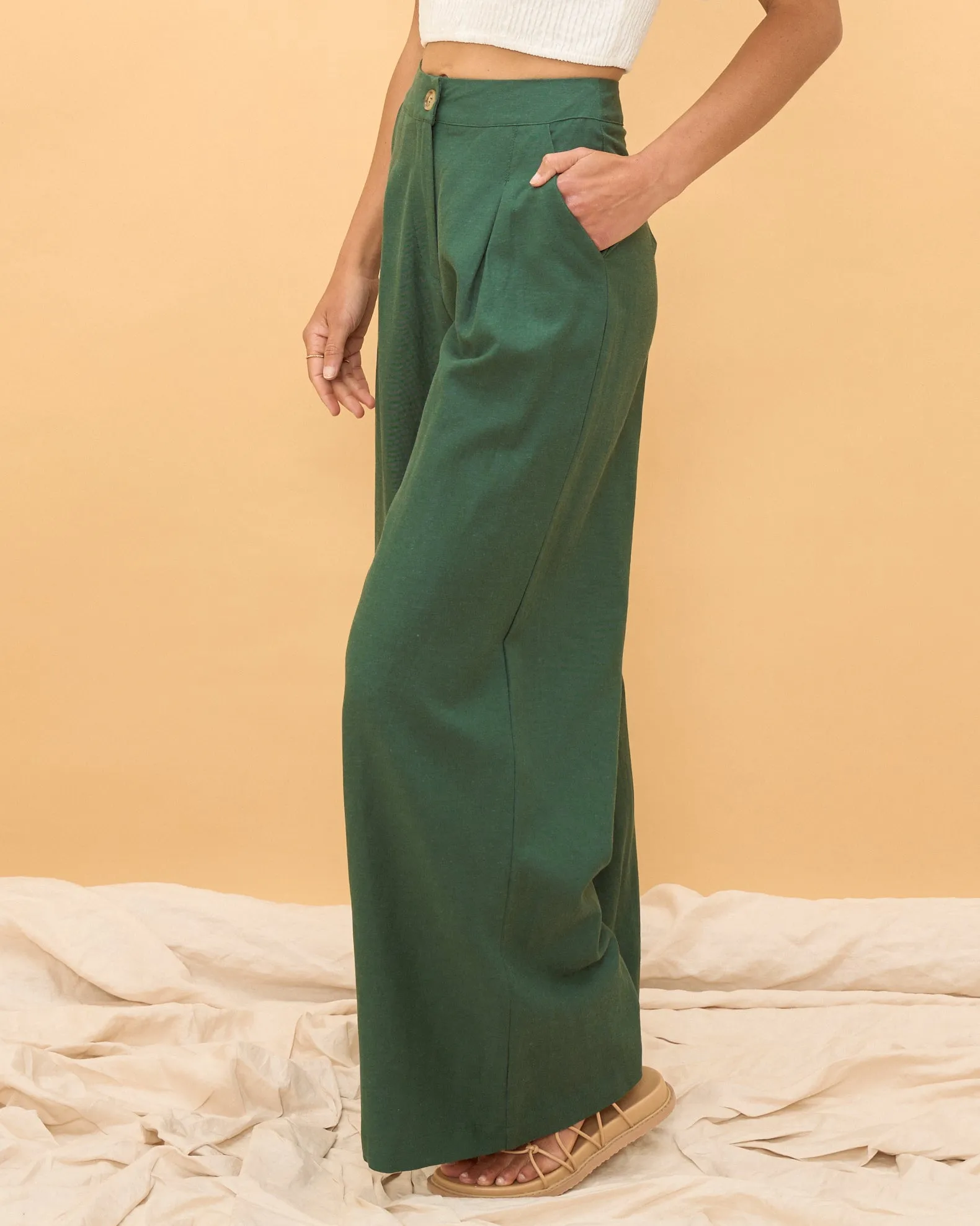 Maggie Forest Green Wide Leg Pants