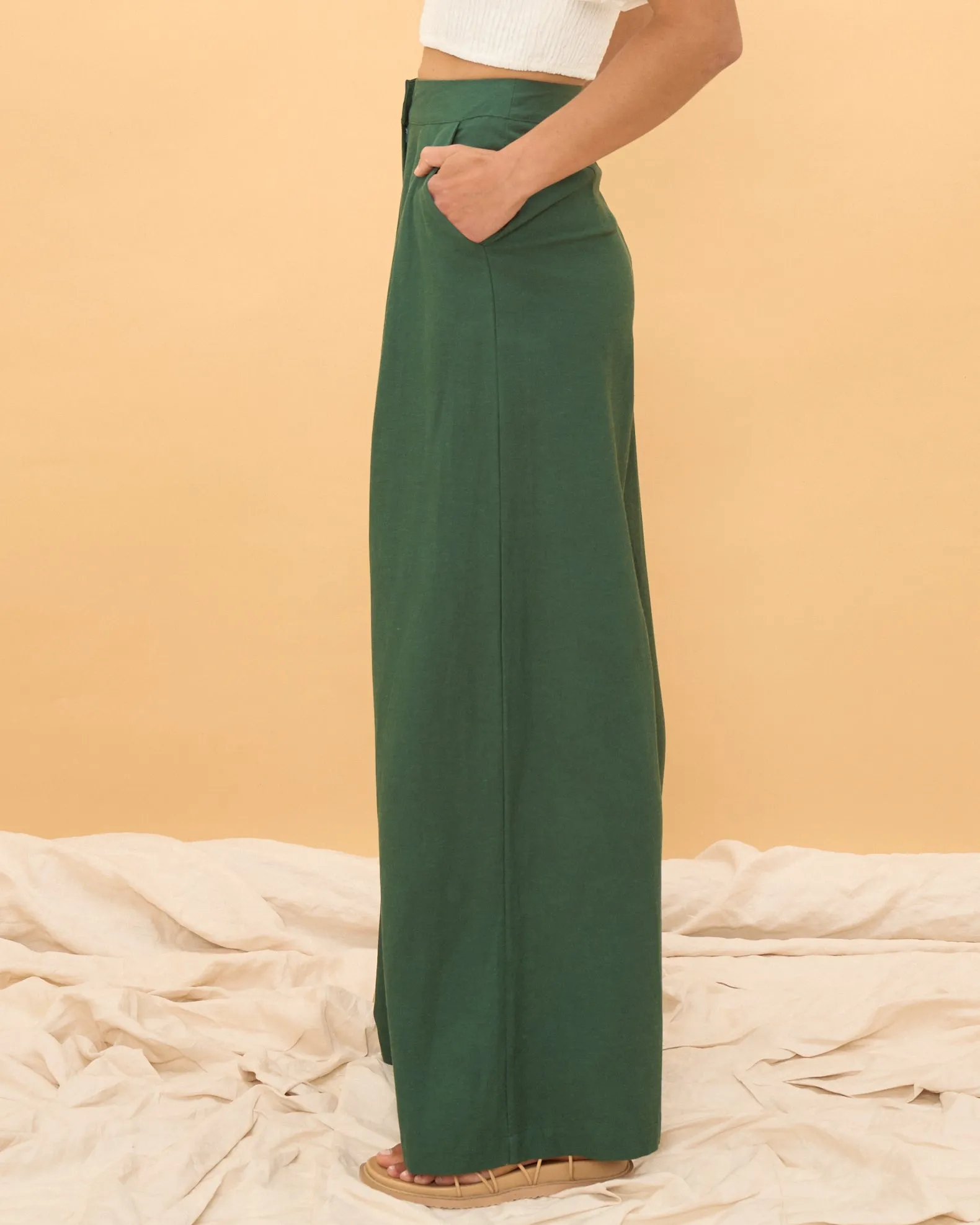 Maggie Forest Green Wide Leg Pants