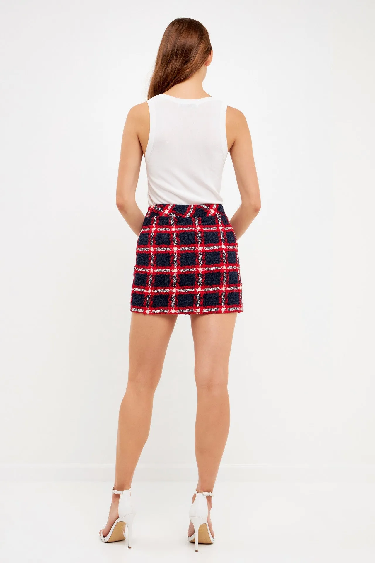 Maysen Check Boucle Mini Skirt