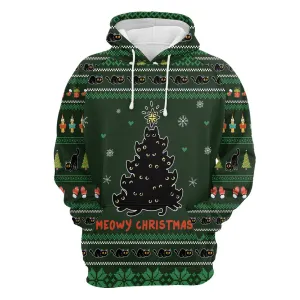 Meowy Christmas Black Cat All Over Print 3D Hoodie For Men And Women, Best Gift For Cat lovers, Best Outfit Christmas