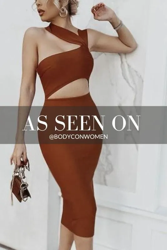 Molly Bandage Midi Dress - Tan Brown