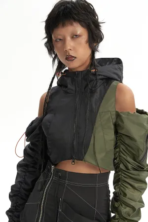 OFF-SHOULDER bomber jacket