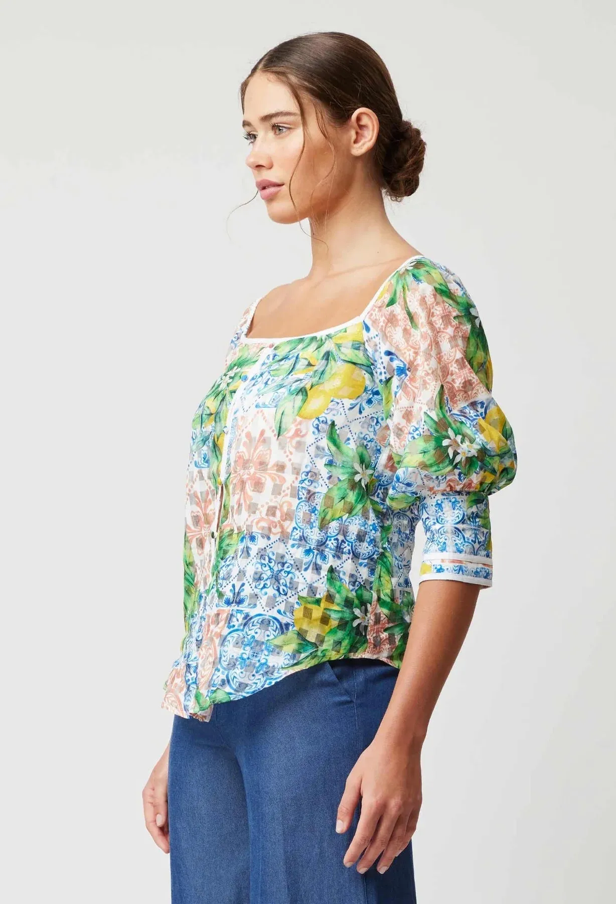 ONCE WAS LUCIA COTTON SILK TOP IN LIMONATA