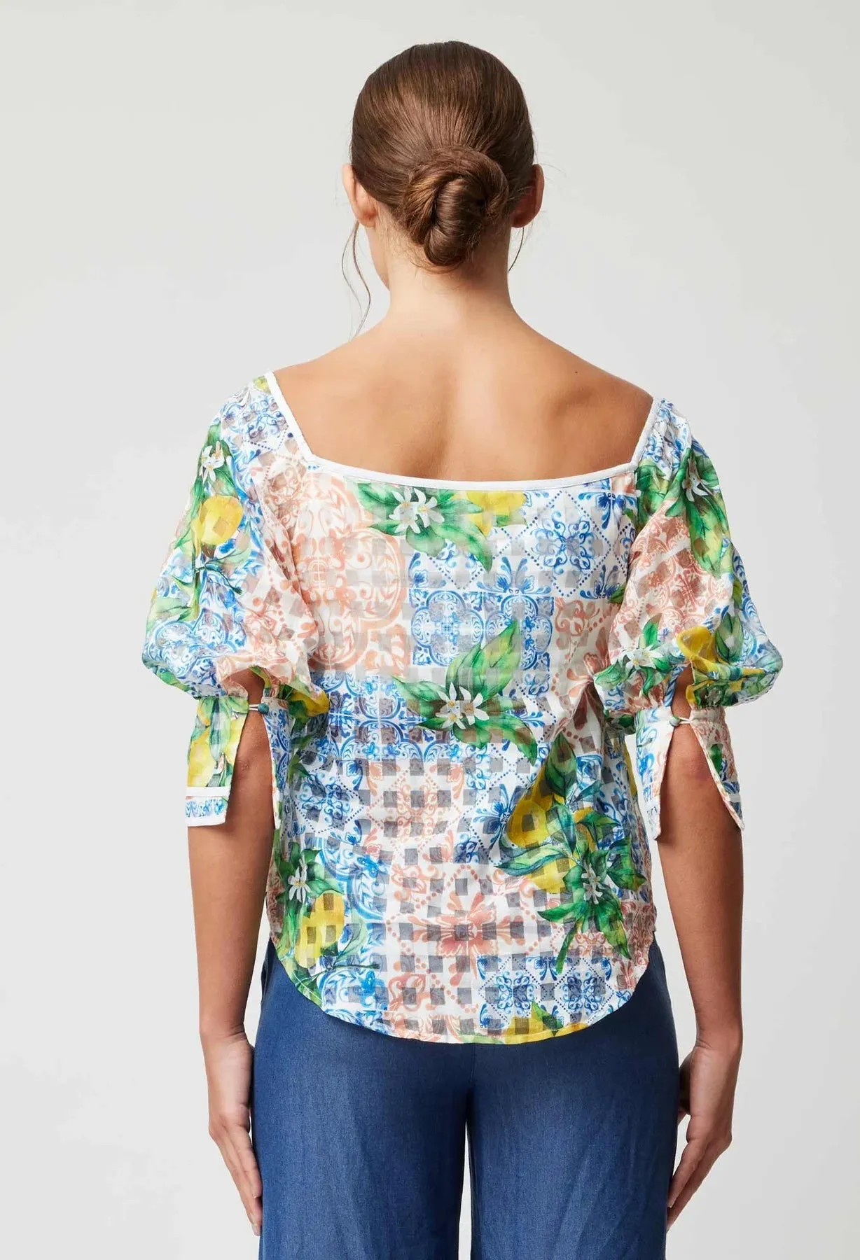 ONCE WAS LUCIA COTTON SILK TOP IN LIMONATA