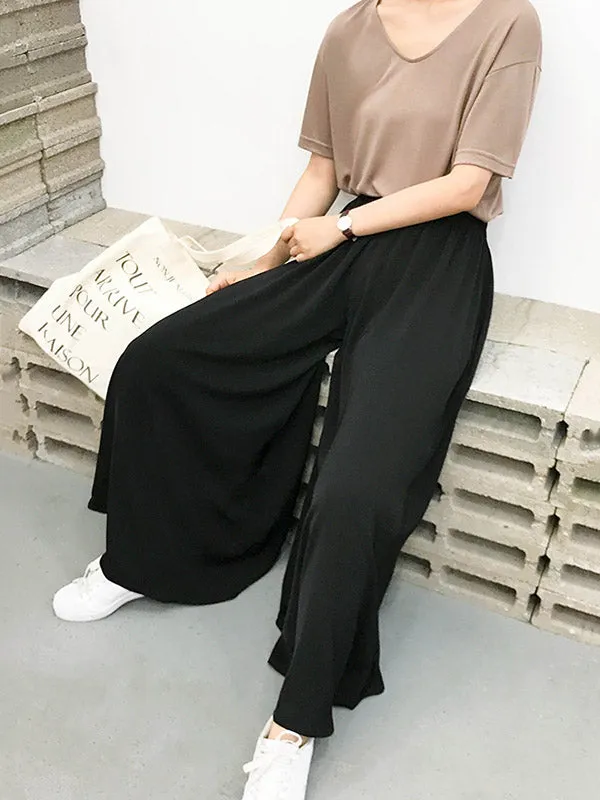 Original Solid Column Wide Leg Pants