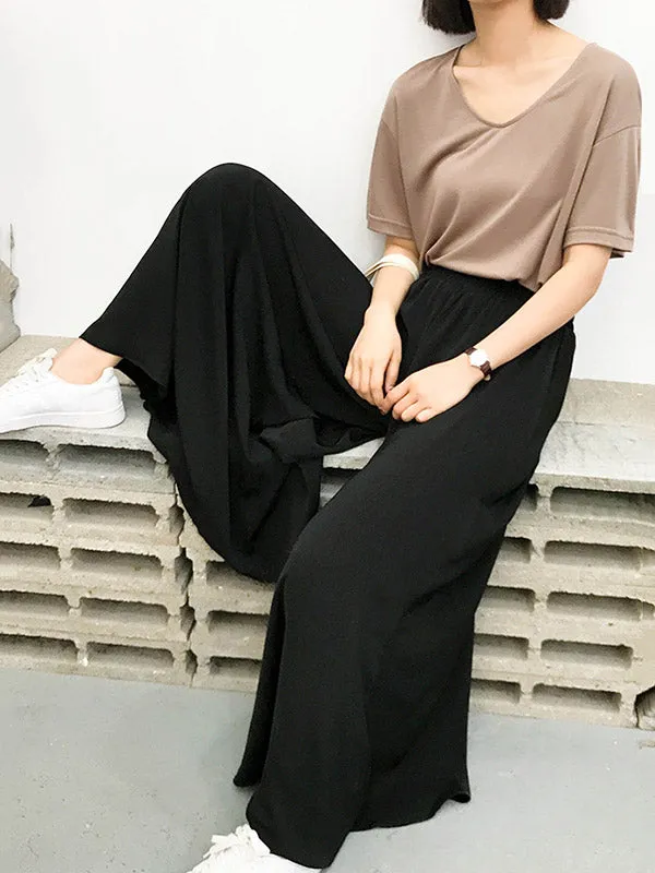 Original Solid Column Wide Leg Pants