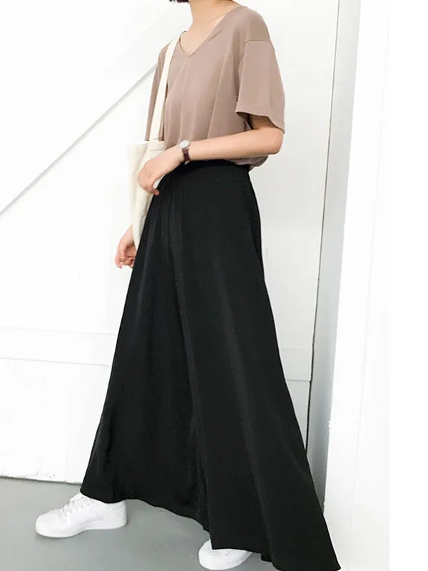 Original Solid Column Wide Leg Pants