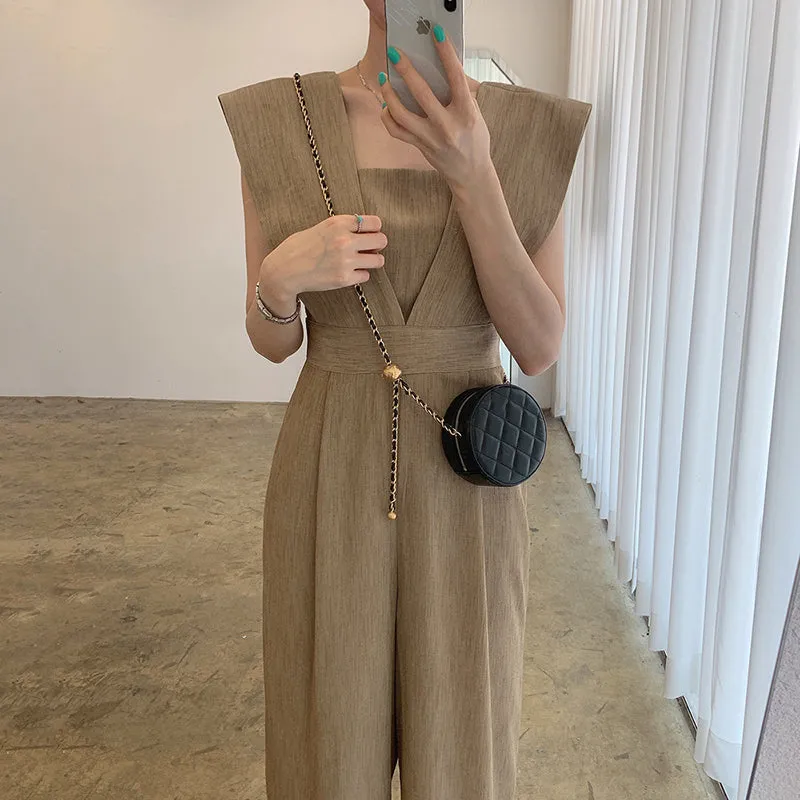 Overalls for Women Sleeveless Loose Wide Leg Pants Rompers Jumpsuits