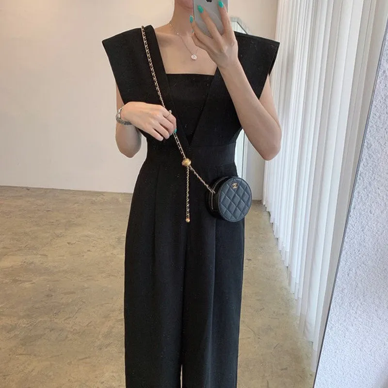 Overalls for Women Sleeveless Loose Wide Leg Pants Rompers Jumpsuits