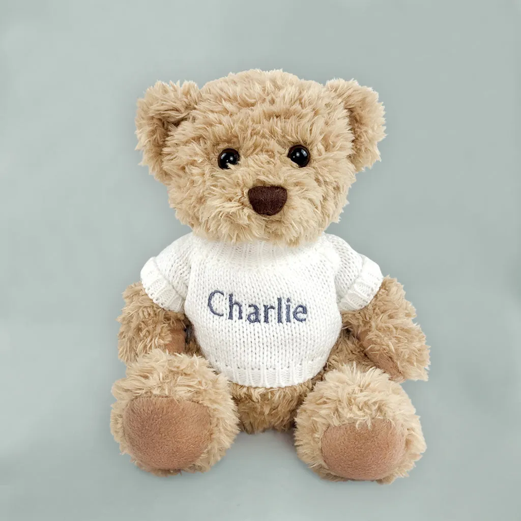 Personalised Bertie Bear with Blanket, Grey