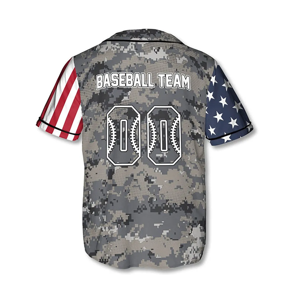 Personalized Baseball American Camo Patriot 3D All Over Print Baseball Jersey Shirt