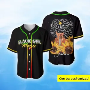 Personalized Custom Cosplay Name Black Girl Magic Sunflower Juneteenth Baseball Jersey Colorful Unisex