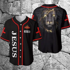 Personalized Jesus Lion Baseball Jersey, Jesus 3D Shirt ,Baseball Jersey shirts for men, Gift For Christian