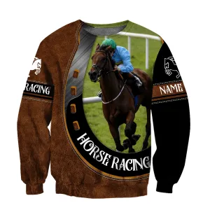 Personalized Name and Photo Horse Racing Sweatshirt Zip Hoodie Shirts, Idea Gift for Horse Racing Men Women