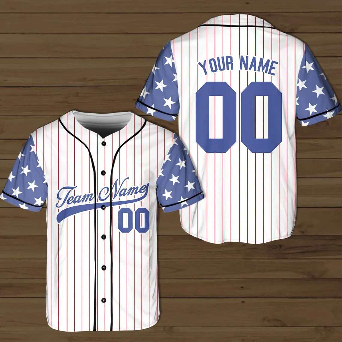 Personalized USA Baseball Jersey, Custom Team Name Shirt, American Flag Baseball Jersey For Baseball Fans, Baseball Lovers, Patriotic Shirt