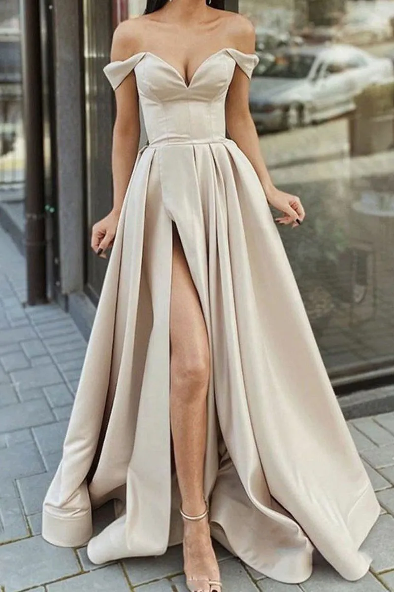 Sexy Off-the-Shoulder A-Line Prom Gown Evening Dress