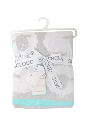 Silver Cloud Counting Sheep Knitted Pram & Moses Blanket