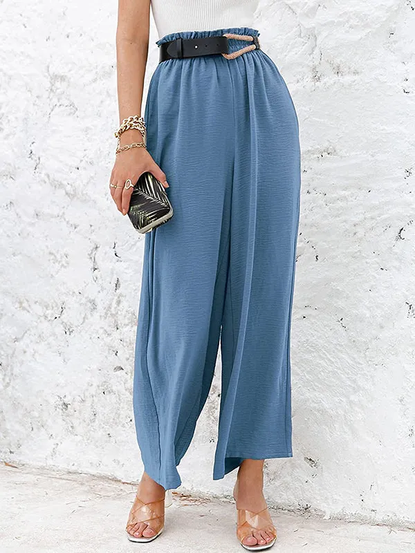 Simple Wide Leg Loose Elasticity Casual Pants Bottoms