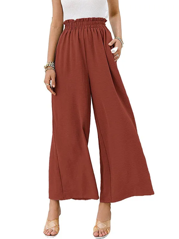 Simple Wide Leg Loose Elasticity Casual Pants Bottoms