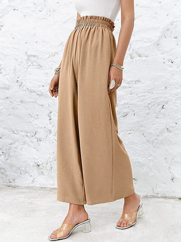 Simple Wide Leg Loose Elasticity Casual Pants Bottoms