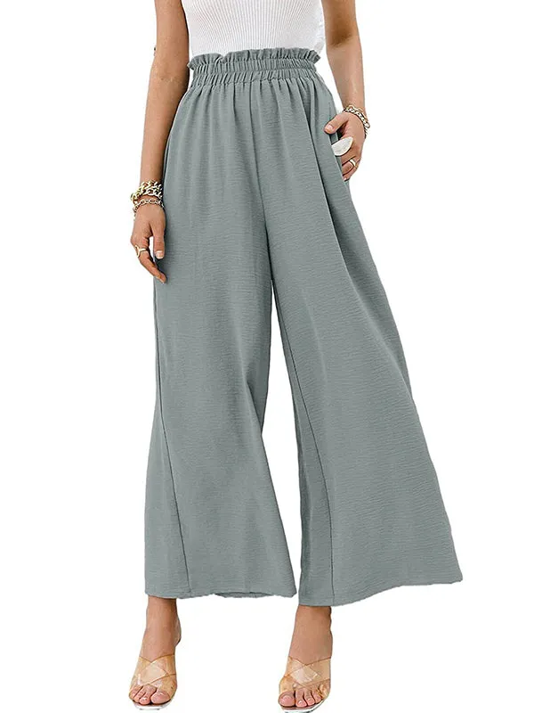 Simple Wide Leg Loose Elasticity Casual Pants Bottoms