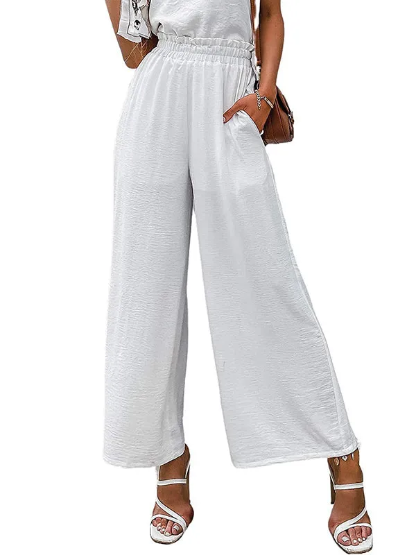 Simple Wide Leg Loose Elasticity Casual Pants Bottoms