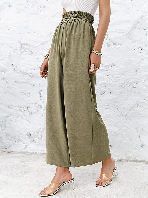 Simple Wide Leg Loose Elasticity Casual Pants Bottoms