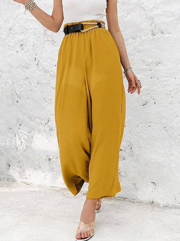 Simple Wide Leg Loose Elasticity Casual Pants Bottoms