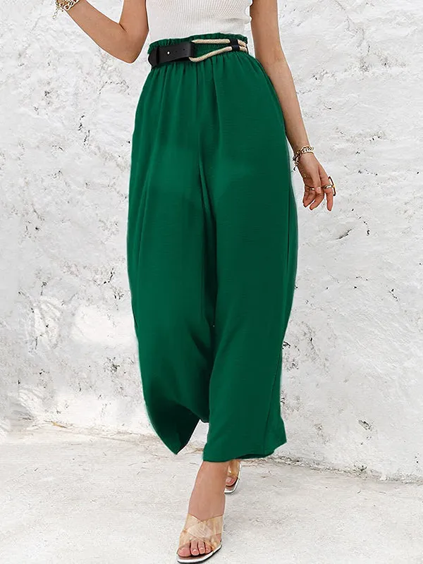 Simple Wide Leg Loose Elasticity Casual Pants Bottoms