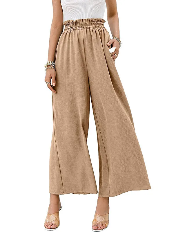 Simple Wide Leg Loose Elasticity Casual Pants Bottoms