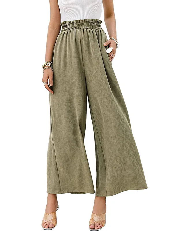 Simple Wide Leg Loose Elasticity Casual Pants Bottoms