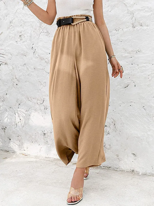 Simple Wide Leg Loose Elasticity Casual Pants Bottoms