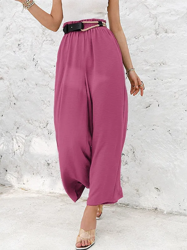 Simple Wide Leg Loose Elasticity Casual Pants Bottoms