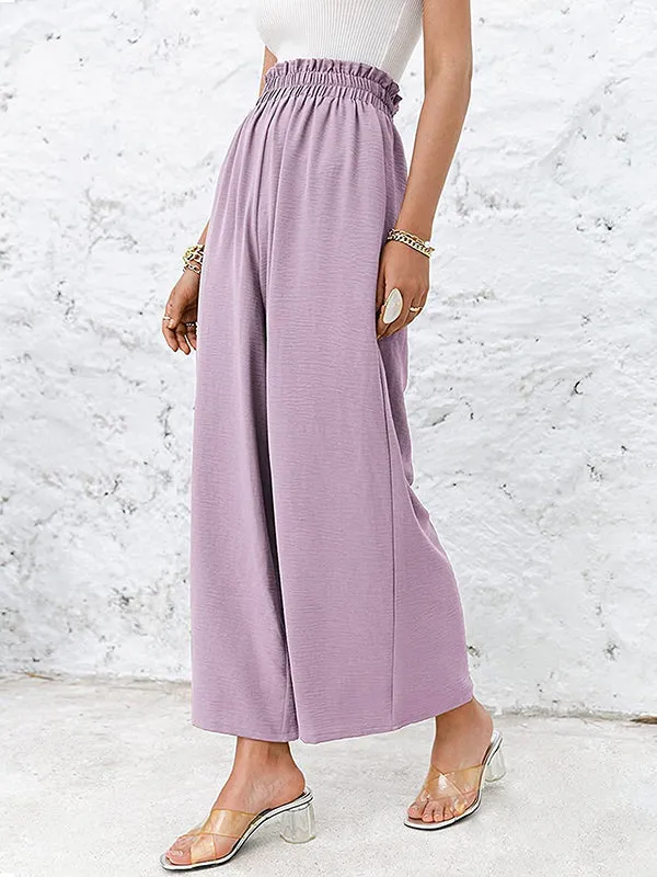 Simple Wide Leg Loose Elasticity Casual Pants Bottoms