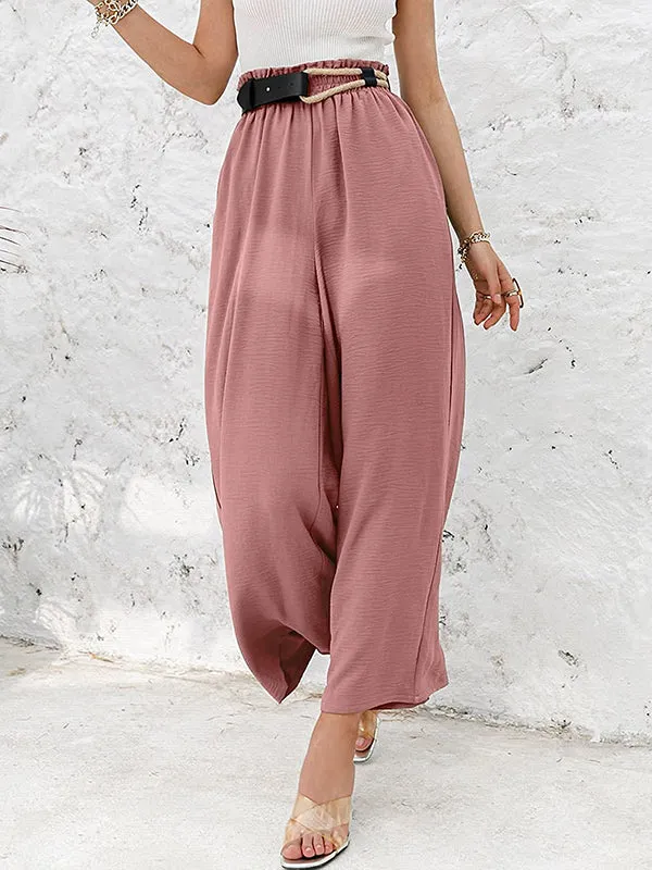 Simple Wide Leg Loose Elasticity Casual Pants Bottoms