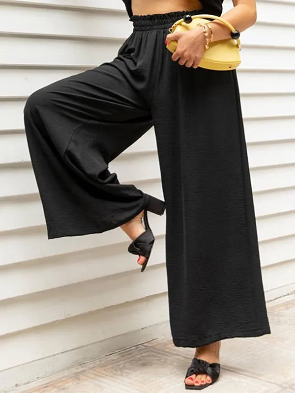 Simple Wide Leg Loose Elasticity Casual Pants Bottoms