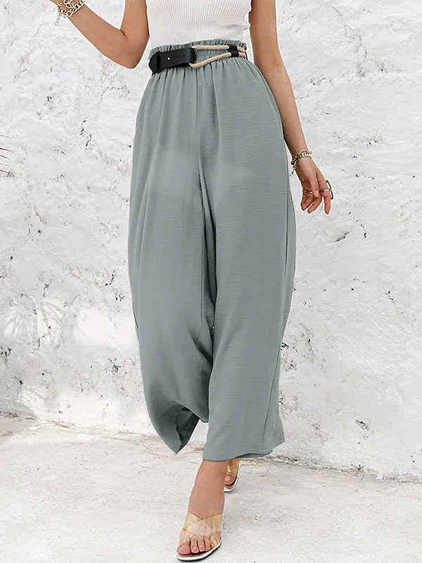 Simple Wide Leg Loose Elasticity Casual Pants Bottoms