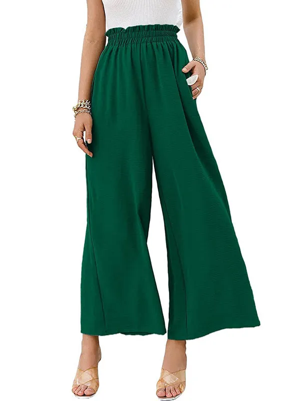 Simple Wide Leg Loose Elasticity Casual Pants Bottoms