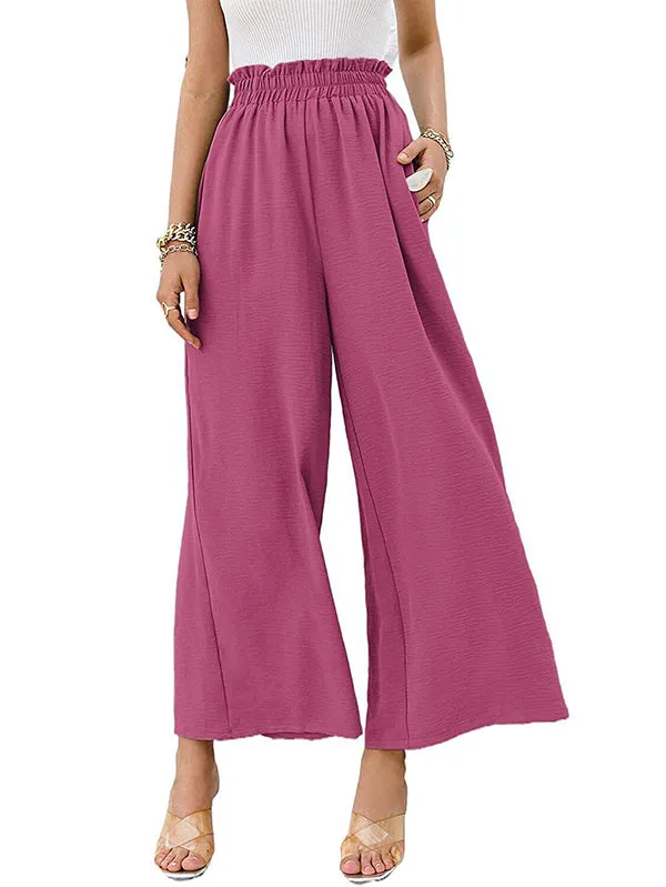 Simple Wide Leg Loose Elasticity Casual Pants Bottoms