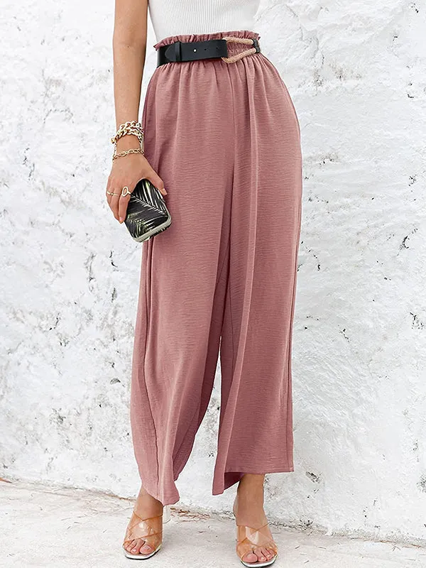 Simple Wide Leg Loose Elasticity Casual Pants Bottoms