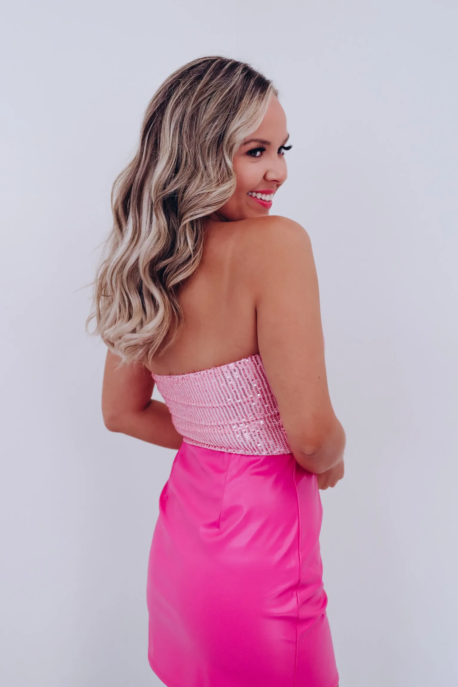 Spark Sequin Corset Top - Pink