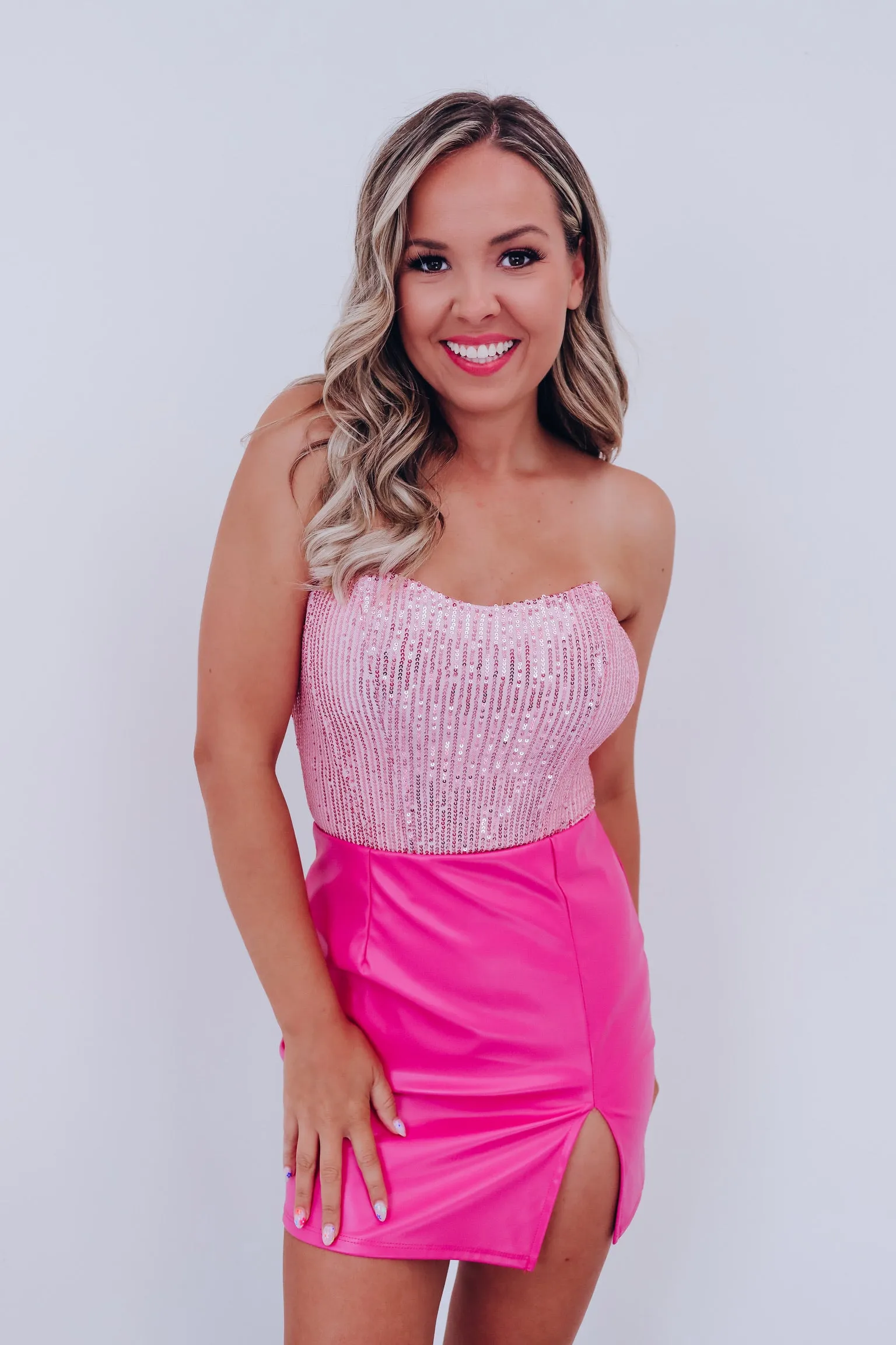 Spark Sequin Corset Top - Pink