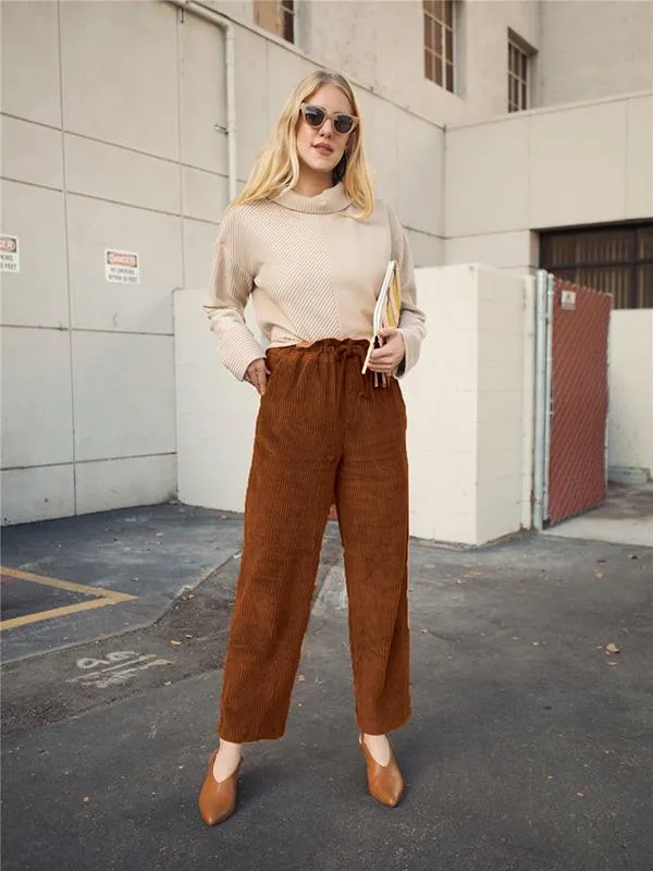 Stylish Corduroy Wide Leg Pants