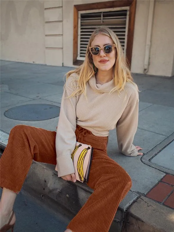 Stylish Corduroy Wide Leg Pants