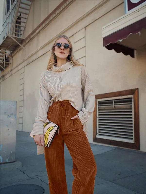 Stylish Corduroy Wide Leg Pants