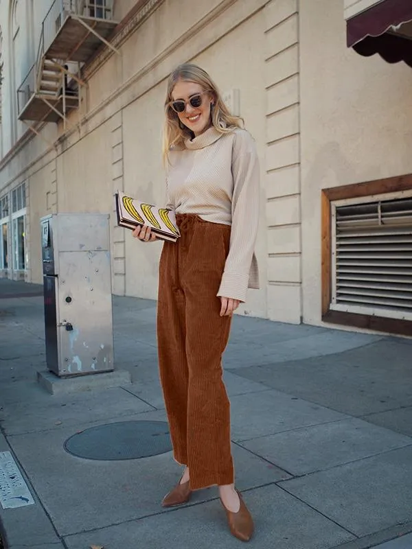 Stylish Corduroy Wide Leg Pants