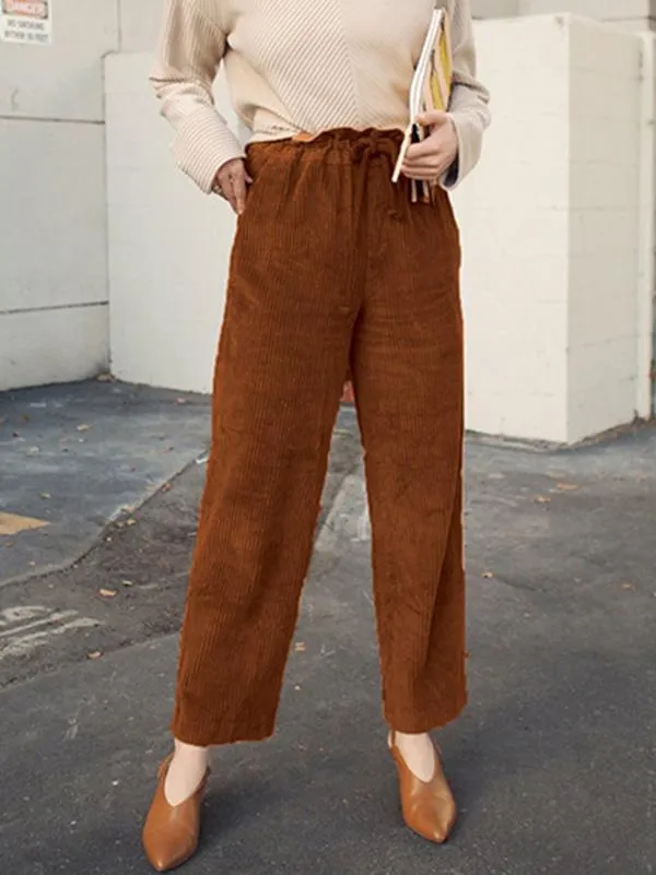 Stylish Corduroy Wide Leg Pants